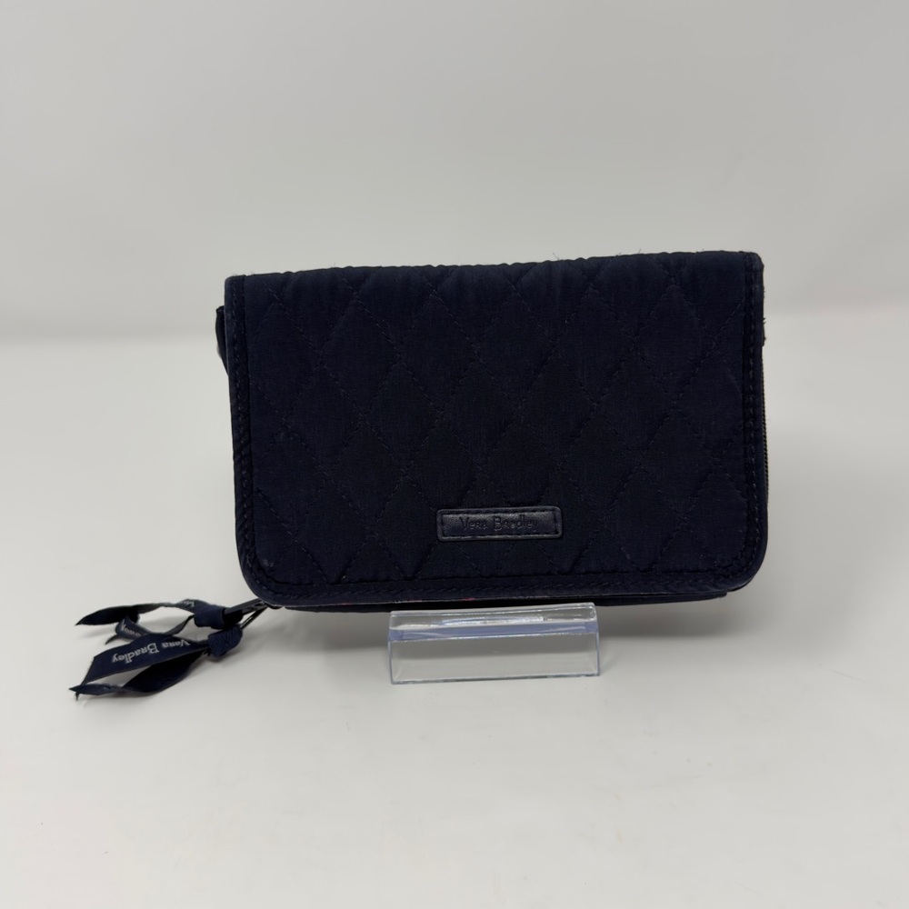 Vera Bradley Quilted RFID All-In-One Wallet Navy Blue Quilted Floral NO STRAP